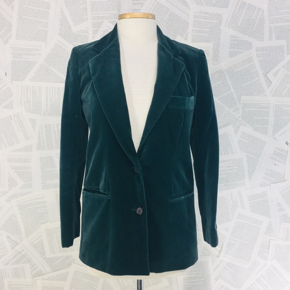 VTG Diane von Furstenberg DVF Velvet Green Blazer